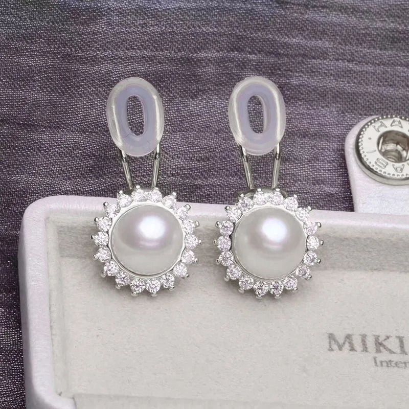 MeiBaPJ Fashion Freshwater Pearl Flower Clip Earrings Real 925 Sterling Silver Fine Charm Wedding Jewelry for Women 241220