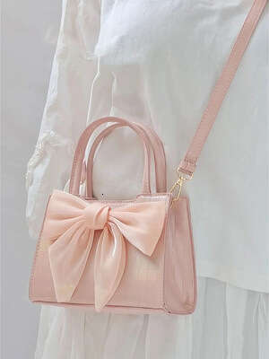 Bow commuting handbag 2024 new fashionable and high-quality small square bag, sweet girl single shoulder diagonal cross bag