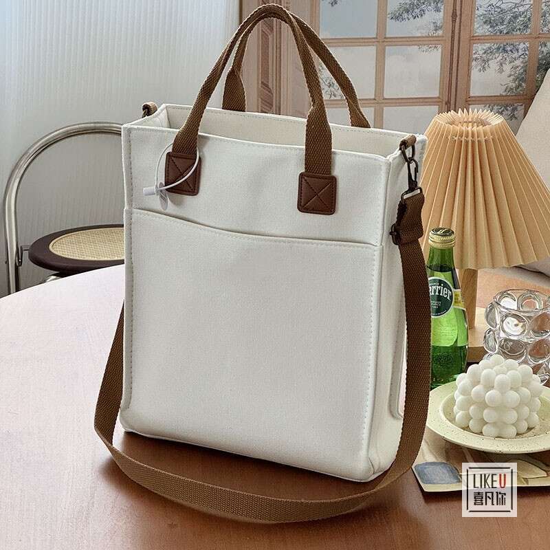Design commuting thick canvas bag, student bento, artistic simplicity, large capacity single shoulder carrying crossbody bag