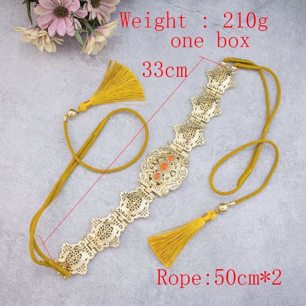 Neovisson Morocco Fashion Style Handmade Rope Belt Gold Color Chain Long Tassels Arabic Bridal Wedding Jewelry Gift 241220