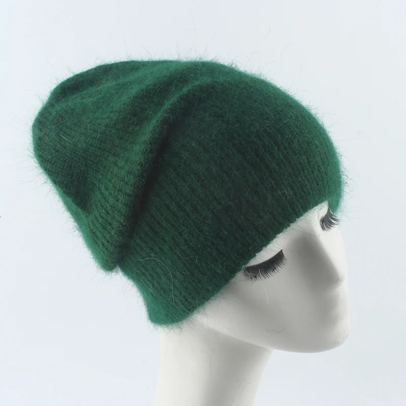 Women Autumn Winter Rabbit Fur Beanie Hats For Ladies skullies beanies Thick Knitted Warm Casual Caps 241214