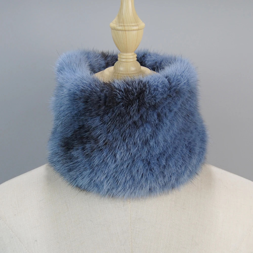Winter Knitted Warmer Lady Genuine Ring Bandana Girl Good Elastic Scarves Natural Mink Fur HeadBands Winter Collars And Scarves 241220