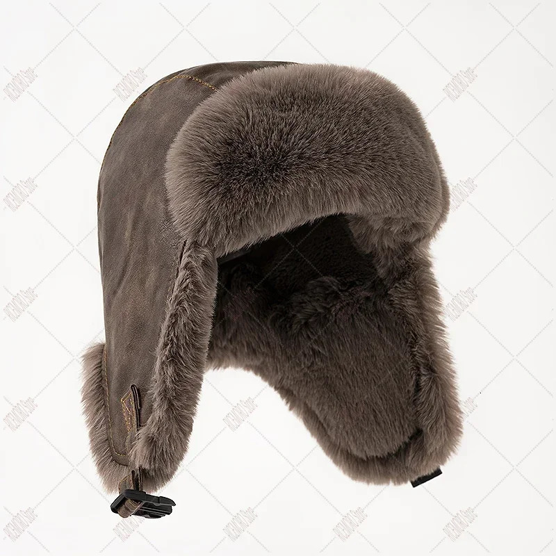 Leather hat Lei Feng hat mens winter thick leading hat womens winter air-cooled circulating ear muffs 241220