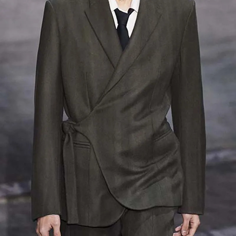 Mens Loose Casual Suit Coat Japanese Retro Large Size Trendy Versatile Dark Gray Blue 241218