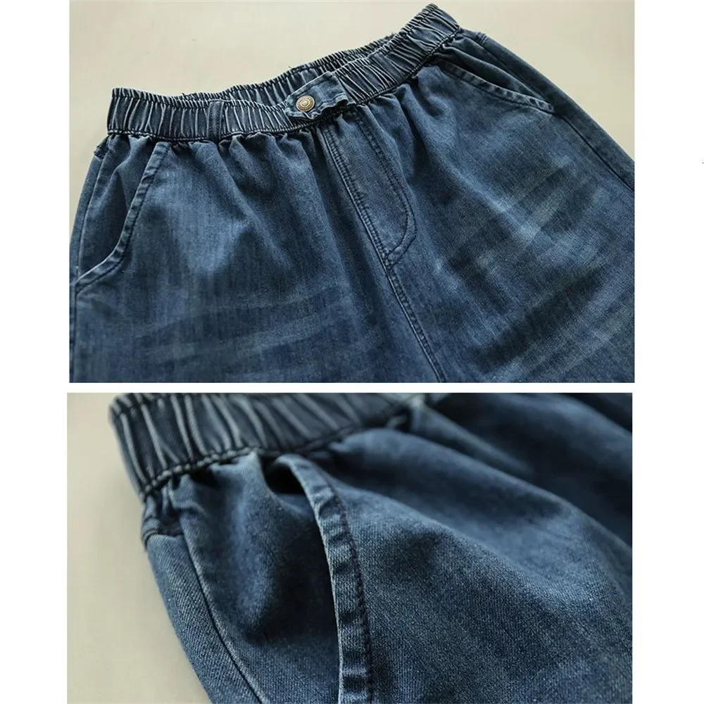 Oversized Wide Leg Jeans WomenS Casual Wash Denim Pants Vintage Loose Elastic High Waist Straight Trouser Fashion Jeans Femme 241220