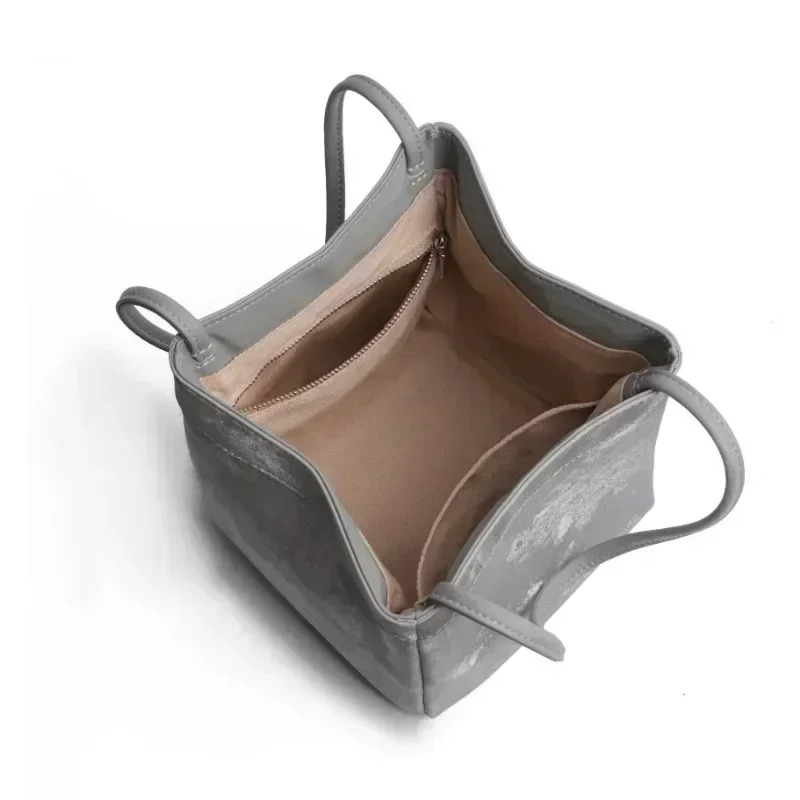 Designer Bucket Women 2025 New High Quality Silk Suede Leather Square Handbag Custom Write Letters Trend Shoulder Bag