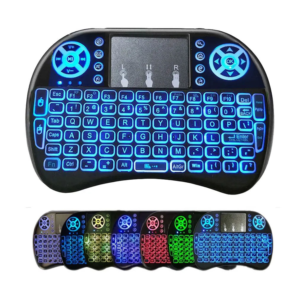 Portable Air Mouse Remote with LED Backlight - Dual Function Keyboard Touchpad for Smart TVs