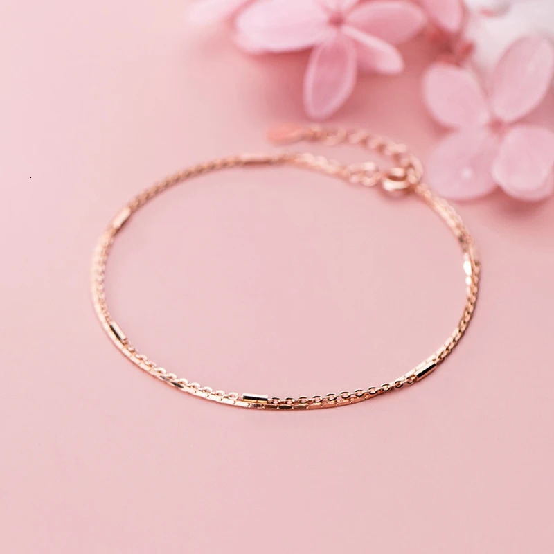 MODIAN 925 Sterling Silver Fashion Double Layer Rose Gold Color Geometric Link Chain Bracelet For Women Fine Jewelry 241220