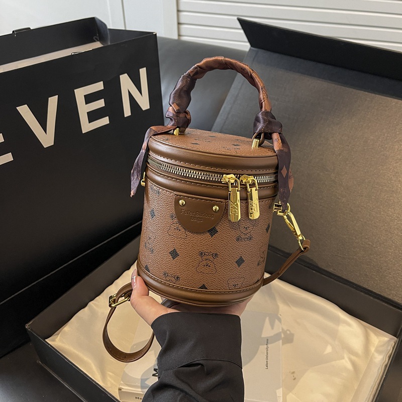 Free shipping 2025 Single Shoulder Bag Fashion womens Handheld cylindrical mobile phone diagonal cross bag