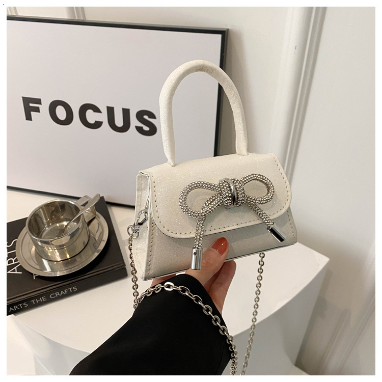 Sequin Handheld Small Square For Women's Spring 2024 New Fashion Chain Shoulder Crossbody Bag