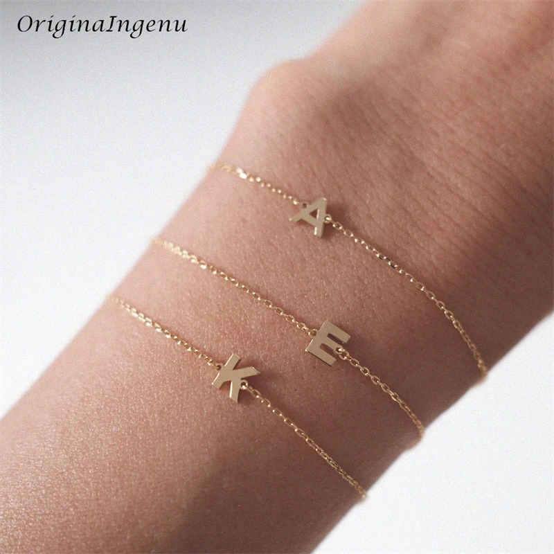 14K Gold Filled Initial Bracelet Custom Letter Jewelry Handmade Gold Bracelet Boho Bracelets Vintage Tarnish Resistant Jewelry 241220