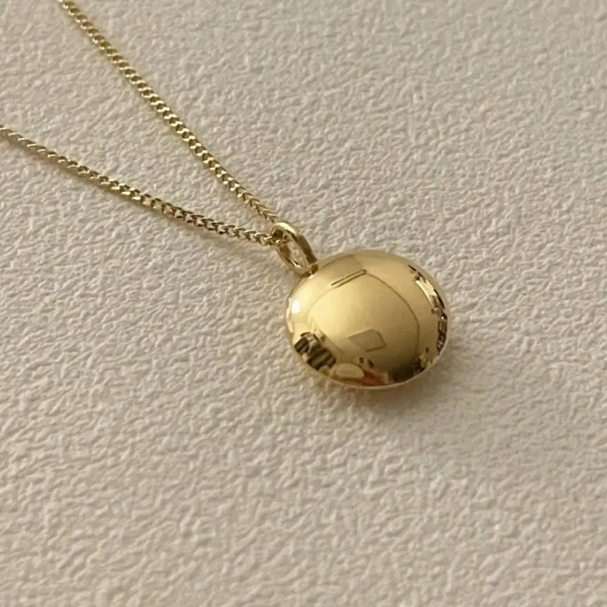 Korea 925 Sterling Silver INS Clavicle Chain Jewelry Simple Round Glossy Pendant Necklaces for Women Gold 18k 241220
