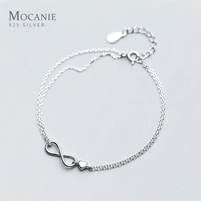 MODIAN Fashion Double Layer Link Chain Bracelet 925 Sterling Silver Infinity Heart Charm Bracelets For Women Fine Jewelry Gifts 241220