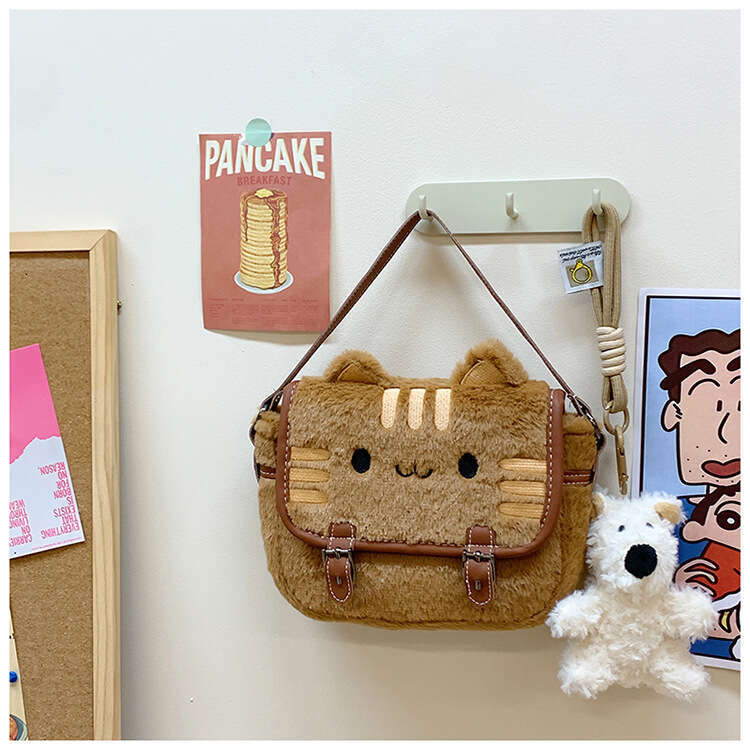 Cute Cat Small Bag 2024 New Edition Internet Celebrity High Beauty Cartoon Plush Doll Handbag for Women