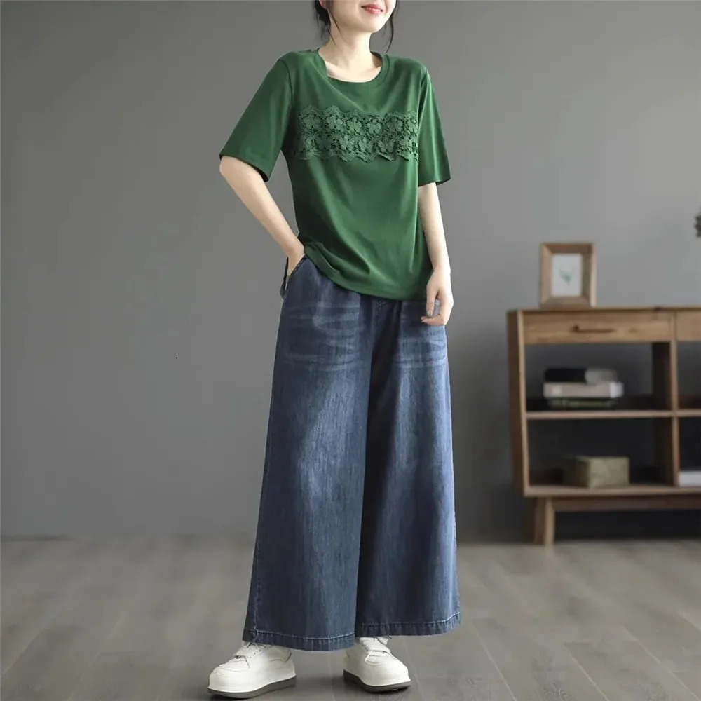 Oversized Wide Leg Jeans WomenS Casual Wash Denim Pants Vintage Loose Elastic High Waist Straight Trouser Fashion Jeans Femme 241220