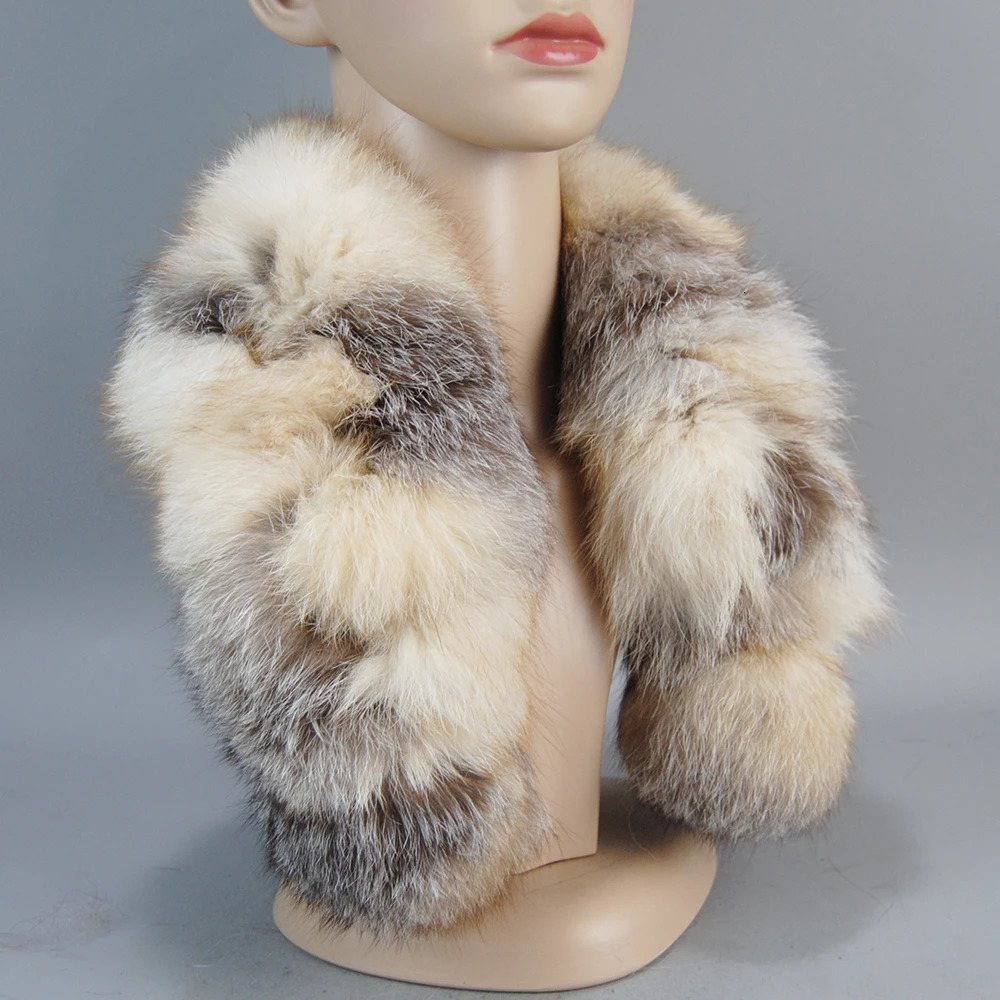 Women Winter Real Fur Scarf 100% Natural Fox Fur Fashion Warm Soft Neckerchief Wholesale Pompom Fur Scarves Headbands 241220