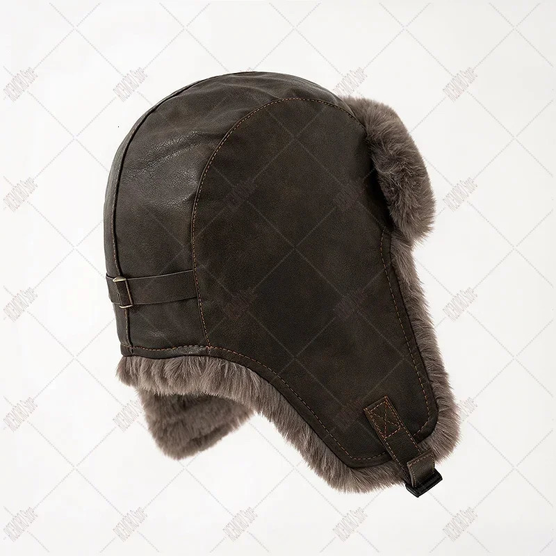 Leather hat Lei Feng hat mens winter thick leading hat womens winter air-cooled circulating ear muffs 241220