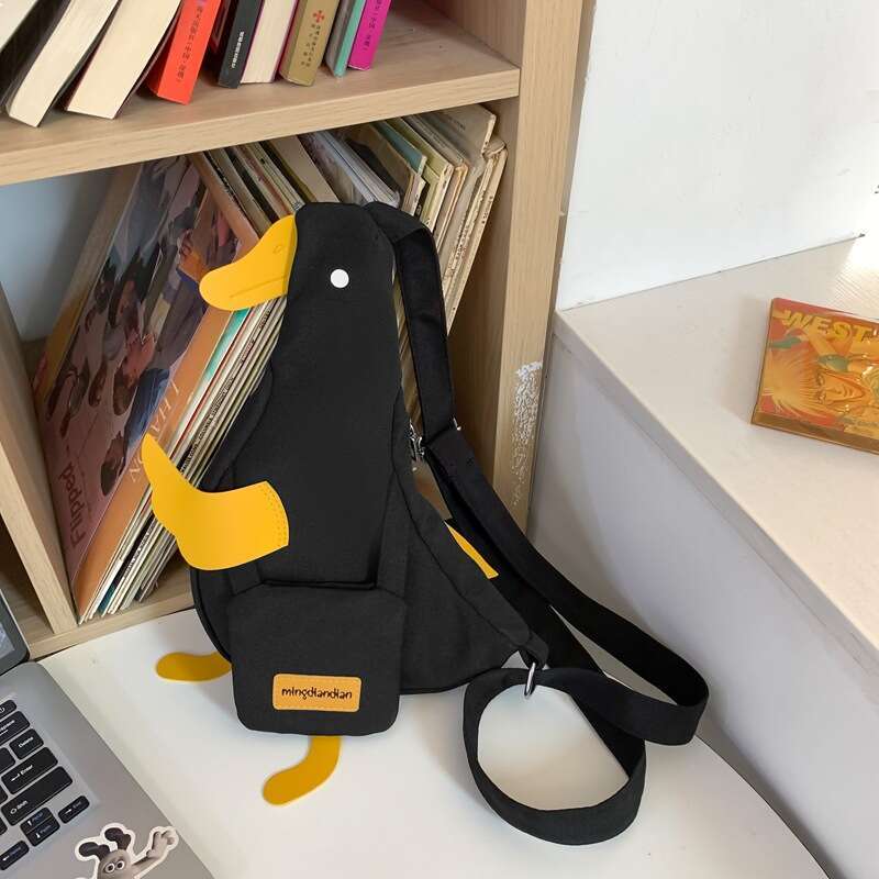 Cute women, large capacity crossbody funny little duck shoulder bag, casual and versatile college student dumpling bag for women