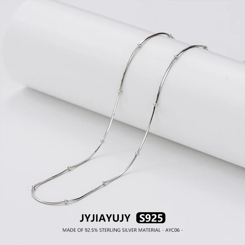 JYJIAYUJY 100% Sterling Silver S925 Necklace 40/45/50CM Snake Chain With 1.5MM Ball Rhodium Plated Jewelry Gift Daily AYC06 241220