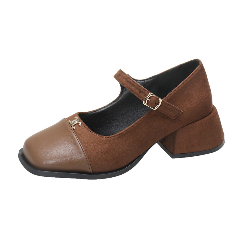 Small leather shoes for women 2024 new spring high heels, coarse follow-up shoes, French Mary Jane women's shoes with skirts, evening shoes