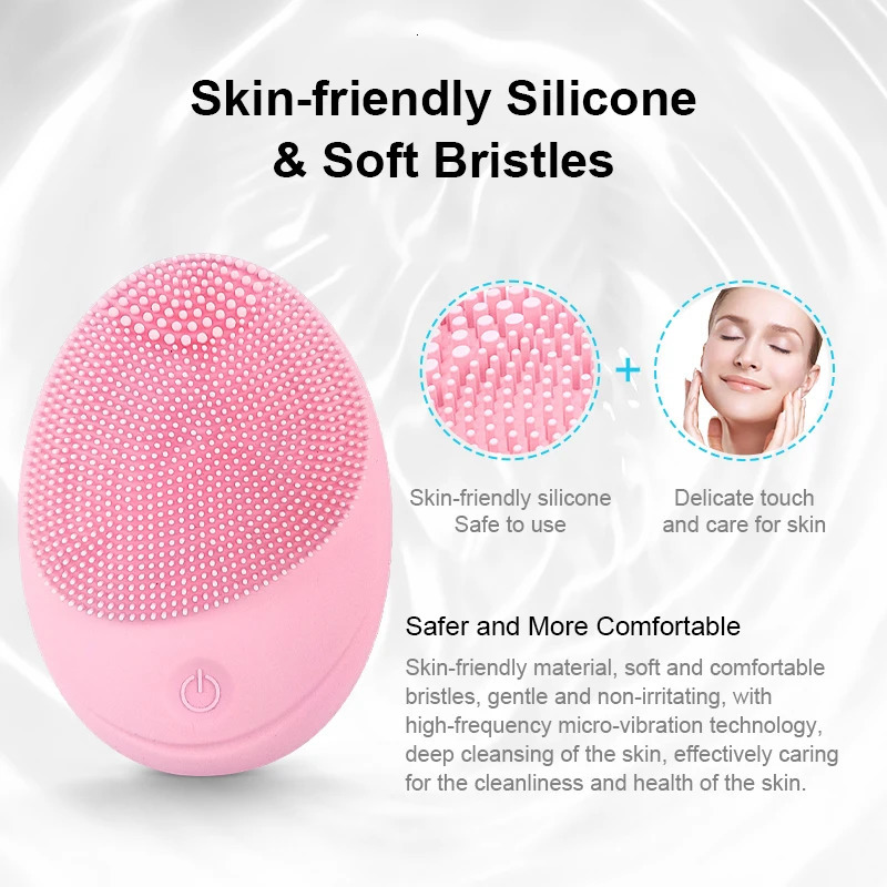 Electric silicone brush skin massager cleaner sonic vibration cleaning machine deep hole 241213