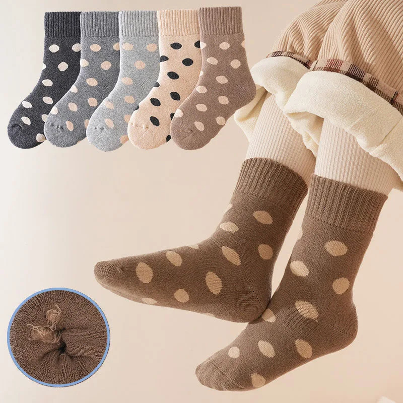 5 pairs of millions of dollars worth of winter childrens socks for girls cute point bear fur loops soft hoses for children warm wool pads on tube sock