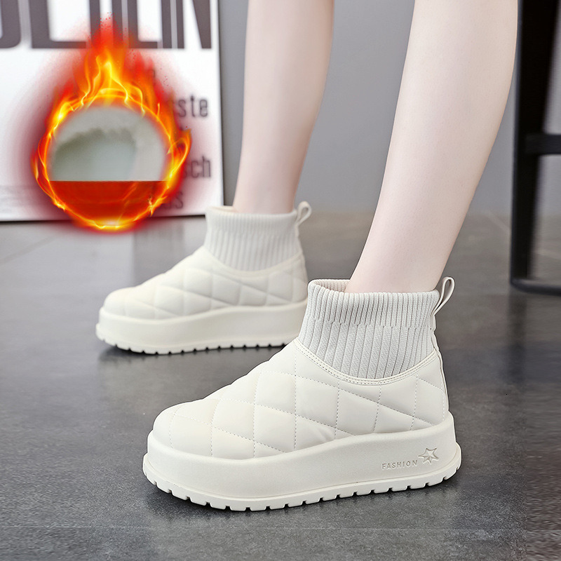 Thick Soled Snow Boots For Women In Winter 2024, With Plush And Thick Cotton Shoes, Waterproof And Anti Slip Short Boots For Women Kt-2819 65e