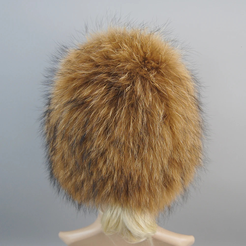 Winter Hat 100% Real Natural Silver Fox Fur Womens Knitted Fur Cap Women Hat Fox Fur Hat Female Ear Warm Winter Must 241214
