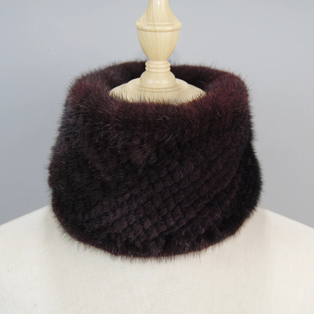 Winter Knitted Warmer Lady Genuine Ring Bandana Girl Good Elastic Scarves Natural Mink Fur HeadBands Winter Collars And Scarves 241220