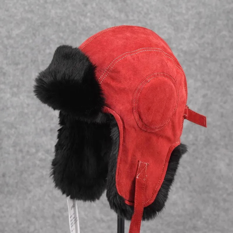 Winter mens lightning hat ear skiing motorcycle refrigerated cotton hat winter genuine leather fur hat TB1736 241220