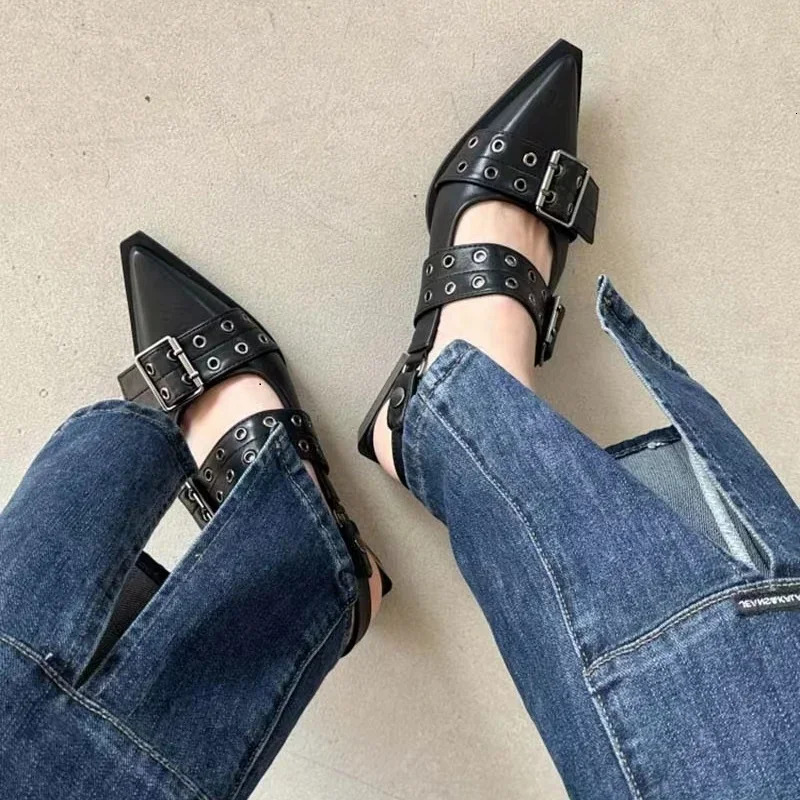 Strap Shoes, Gothic Thick Women's High Rivets, Street Style, Medium Heels, Punk Retro Casual Sandals