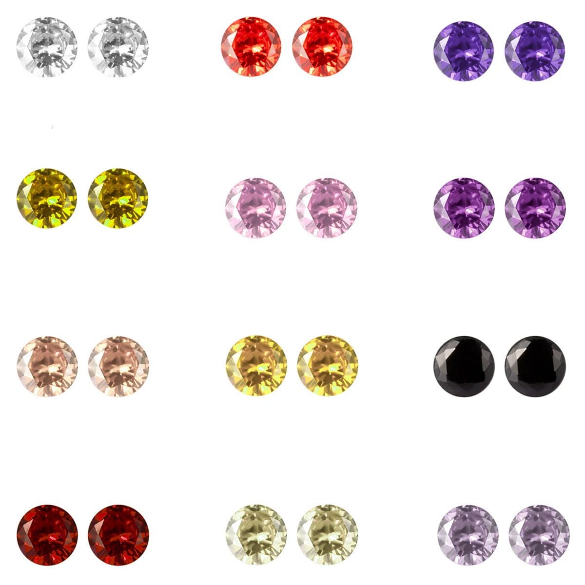 12 Pairs Plastic invisible Clip On Earrings for Sensitive EarsBirthstone Cubic Zirconia Earring Sets Non Pierced Ear for girls 241220