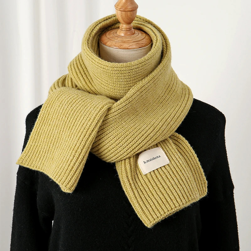 Warm Knitted Wool Soft Scarf Women Solid Korean Style Skinny Long Woolen Yarn Autumn Winter Travel Casual Neckechief Bufanda 241220