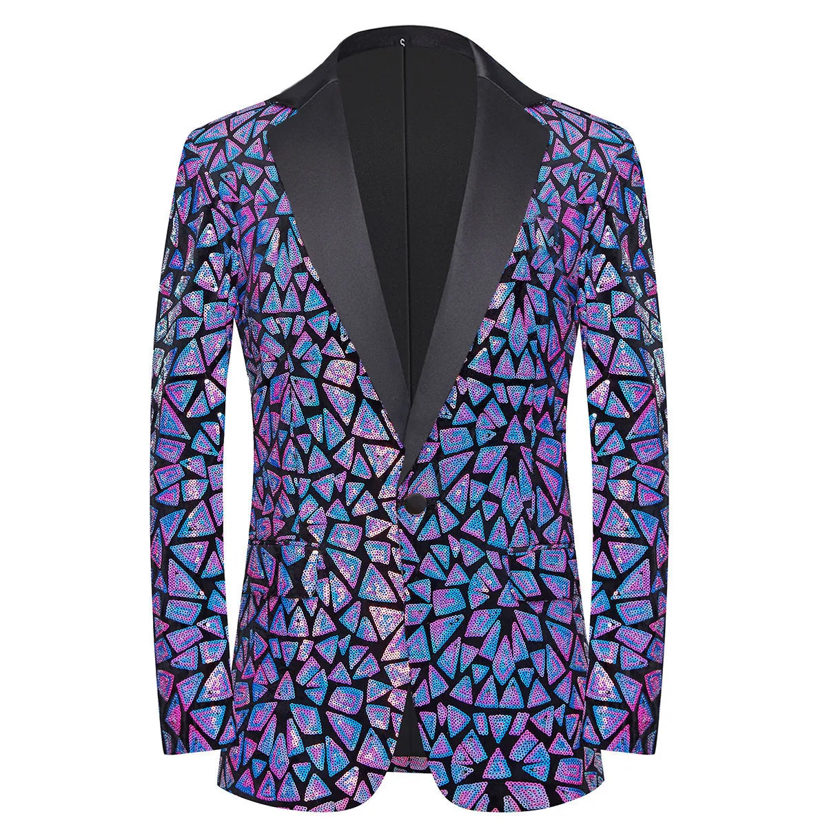 Silver White Laser Sequins Blazer Coat Men Slim Fit One Button Dress Suit Jacket Male Party Stage Performance Singer Host Tuxedo 241218