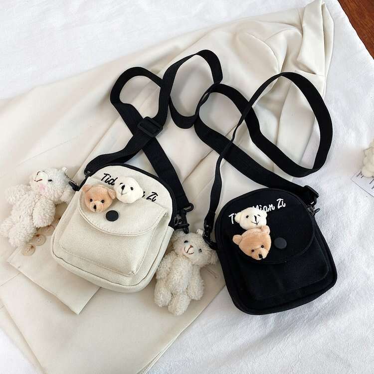 Spring new canvas crossbody small cute student backpack, trendy women's bag, Harajuku shoulder bag