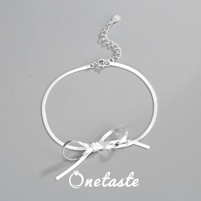 925 Sterling Silver Bowknot Shiny Chain Link Bracelets For Women Girl Cute Chic Sparkling Bracelet Party Gift 241220