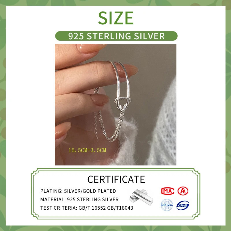 INZATT Real 925 Sterling Silver Asymmetric Double Layer Chain Bracelet for Women Hiphop Fine Jewelry Minimalist Accessories 241220
