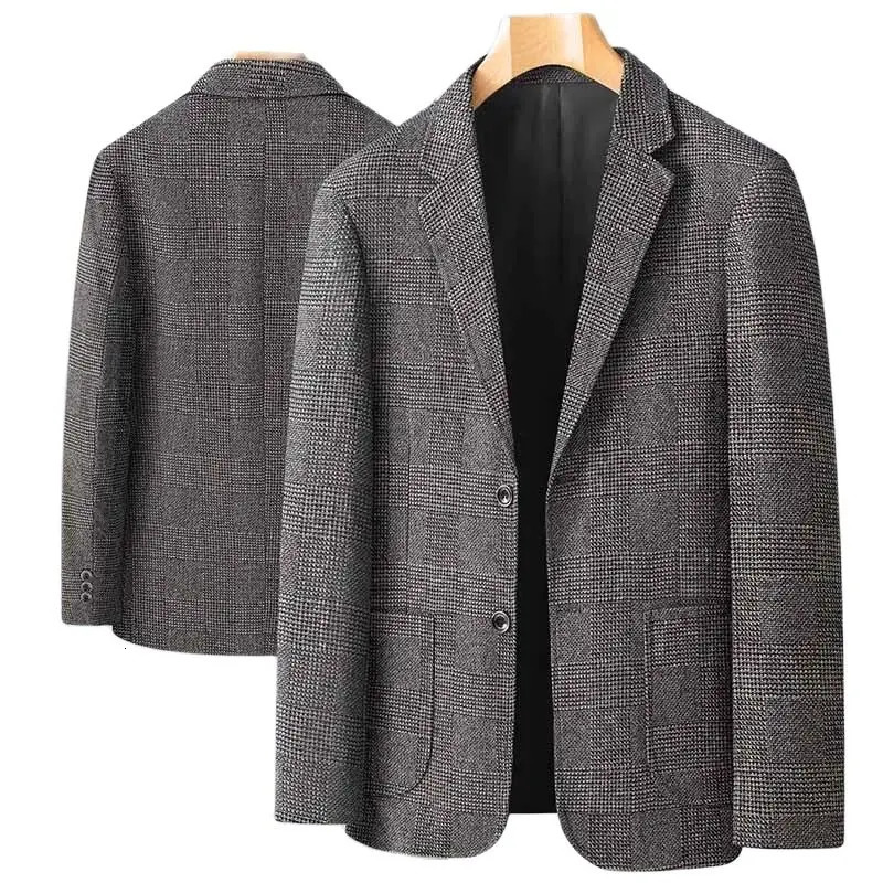 Mens Blazer Fashion Middle-aged Business Casual Professional Wear Casual Loose British Style Sub-trend Four Seasons Suit 241220