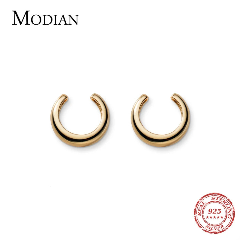 Modian Fashion Minimalist Letter Thick C Shpae 925 Sterling Silver Clips Earring for Women Fine Jewelry Brincos No Pierced Ears 241220