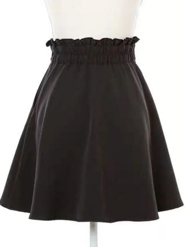 Y2k Aesthetic Harajuku Style Sweet Girl High Waist Mini Bandage Skirt Slim Women Solid Streetwear Gothic Jk Saia Feminina 241217