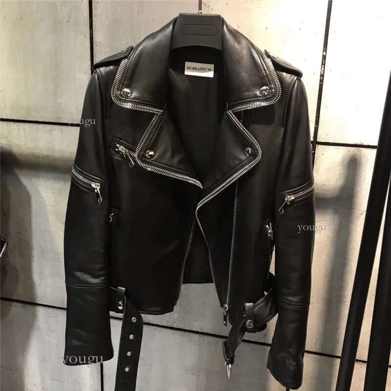 ladies real leather jacket women quality genuine leather jacket moto&biker leather jacket 201030