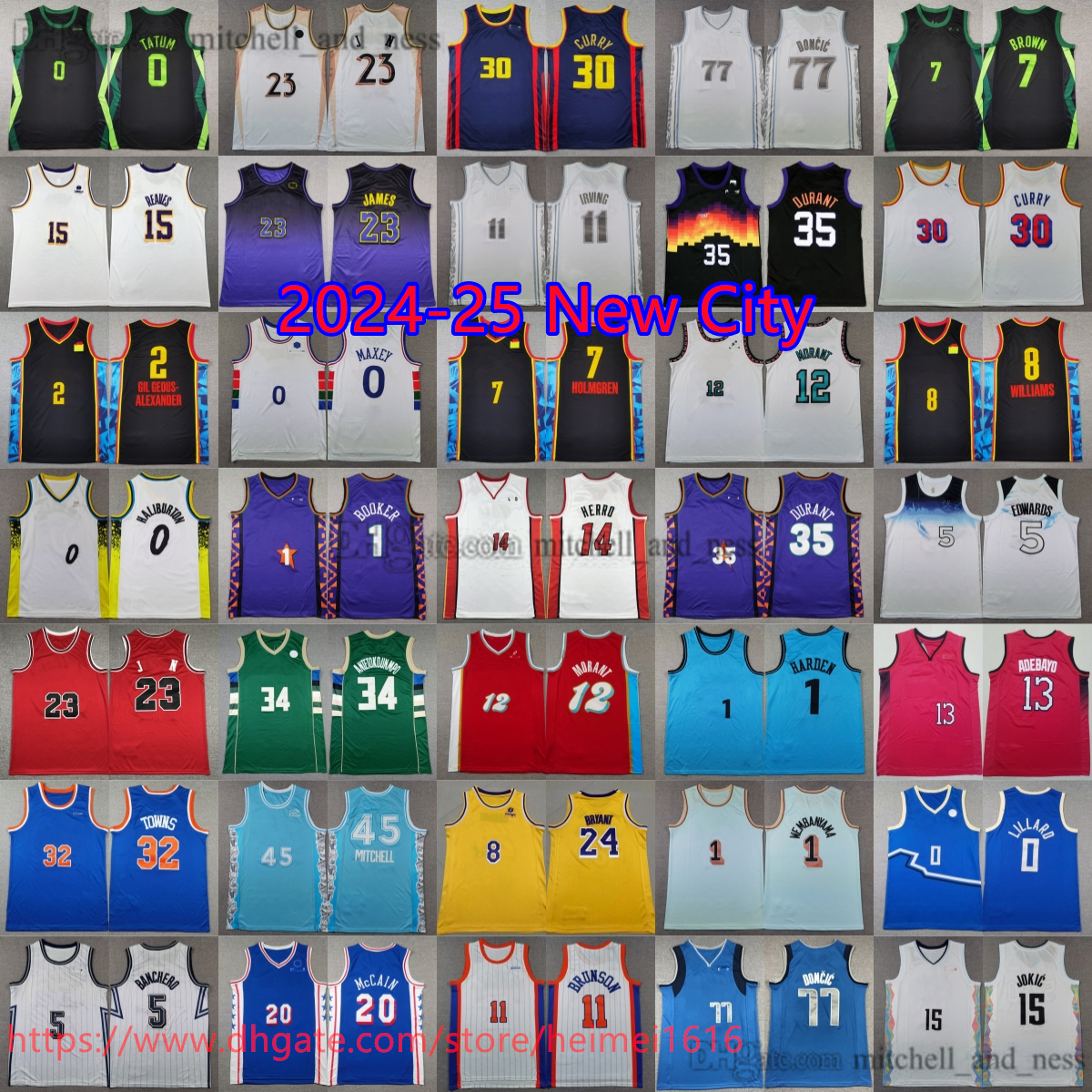 2024-25 New City Basketball 5 Anthony Edwards Jersey Stitched Antetokounmpo Brunson Durant Jared McCain Bryant Adebayo Fox Mobley Wade Westbrook Ja Morant Jerseys