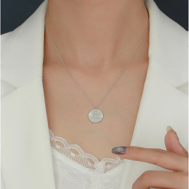 WANTME 925 Sterling Silver Creative Fashion Round Snake Chain Necklace for Women Bohemian Gothic Party Clavicle Jewelry 241220