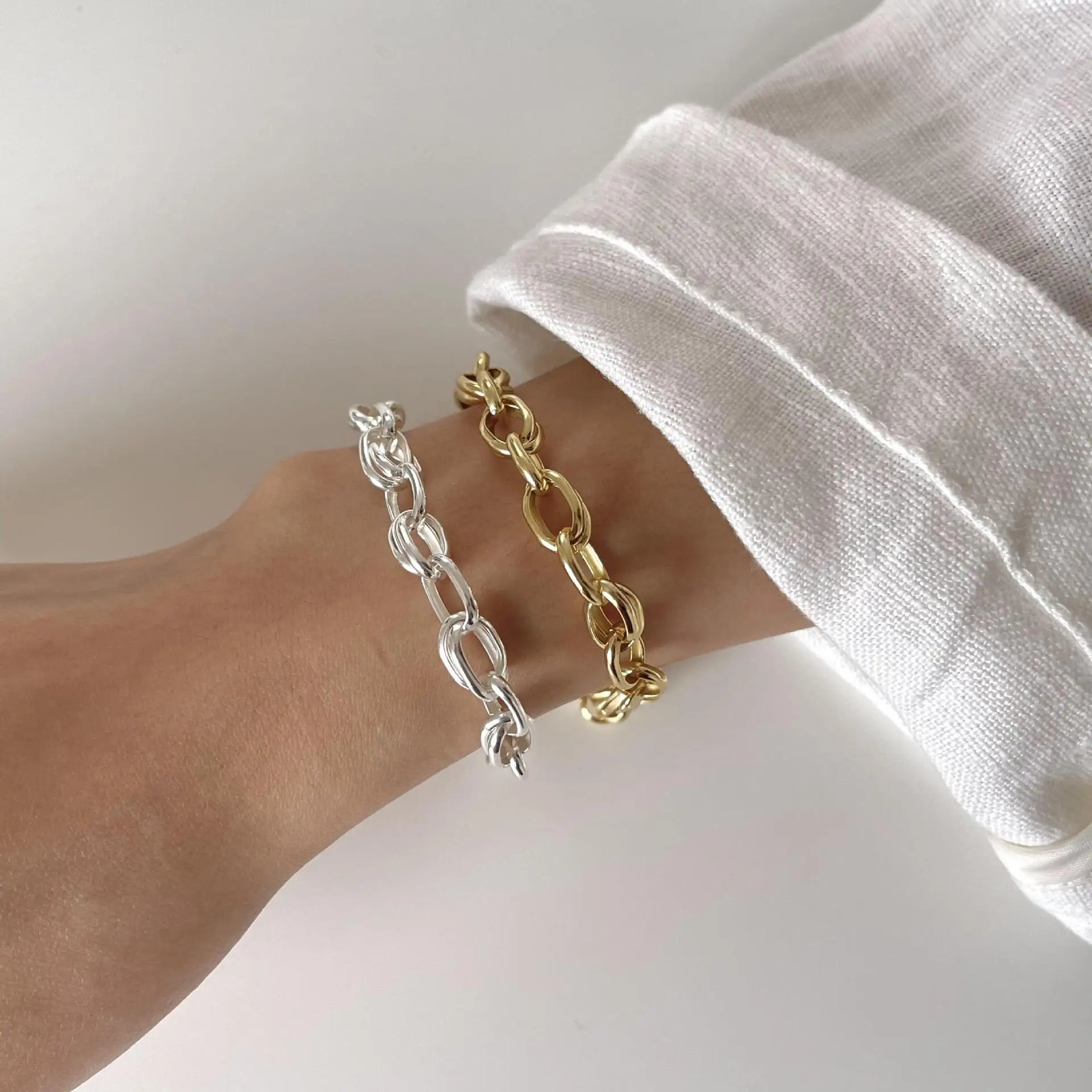 SHANICE S925 Sterling Silver Basic Chain Bracelet For Woman Charm Wedding Engagement Fashion Party Jewelry 241220
