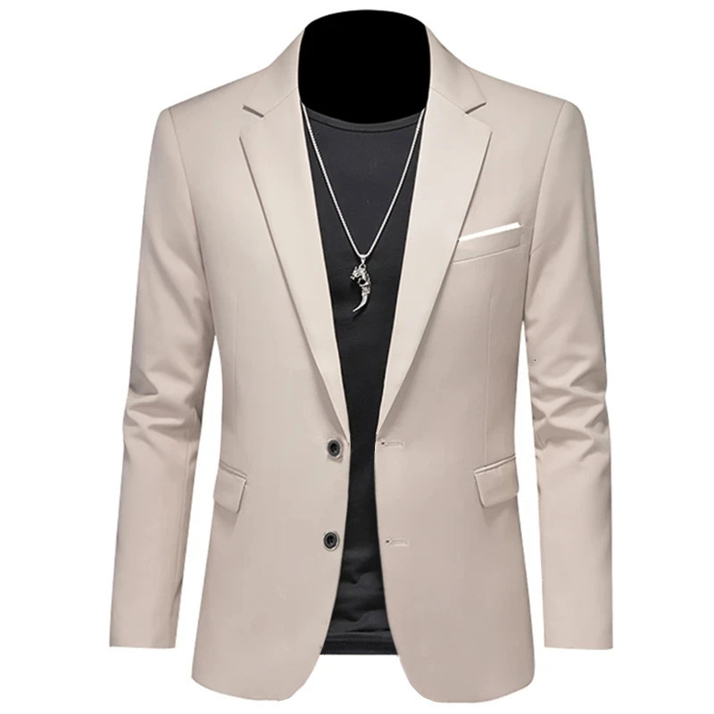 Fashion Mens Casual Boutique Woolen Pure Color Business Slim Fit Suit Blazers Jacket Dress Coat 241218