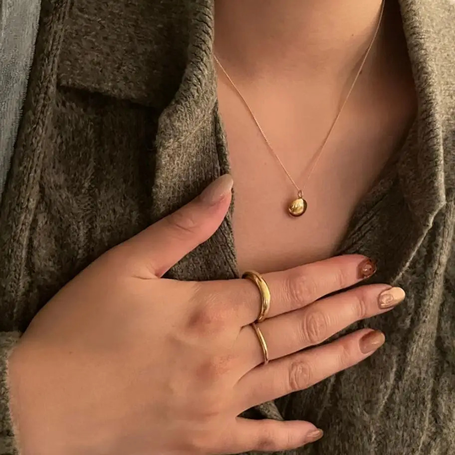 Korea 925 Sterling Silver INS Clavicle Chain Jewelry Simple Round Glossy Pendant Necklaces for Women Gold 18k 241220