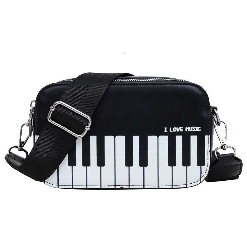 2024 new fashionable contrasting color square for women sweet piano notes small shoulder hand-held women's bag