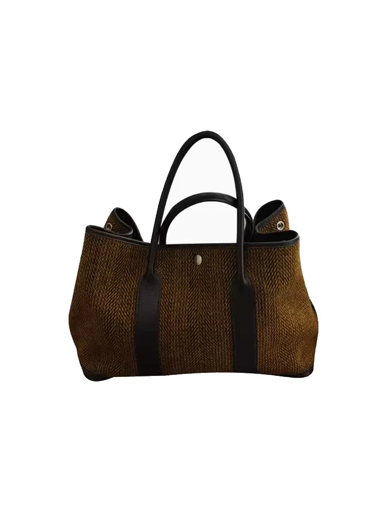 New Woven Fashion Casual Tote 2024 Summer Commuter Shoulder Personalized Large Capacity Women's Bag