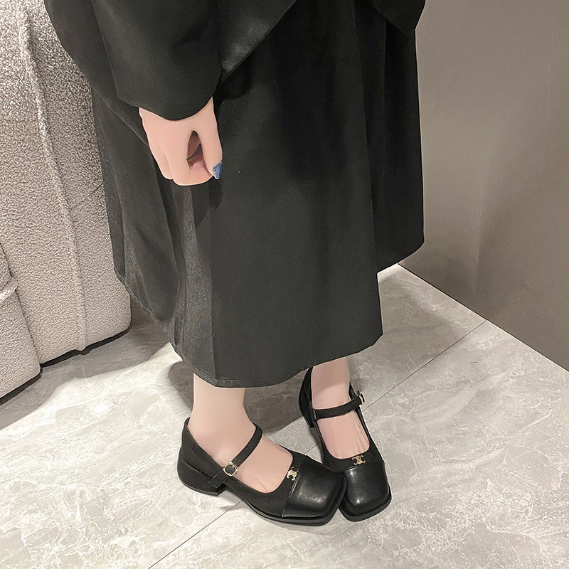 Small leather shoes for women 2024 new spring high heels, coarse follow-up shoes, French Mary Jane women's shoes with skirts, evening shoes
