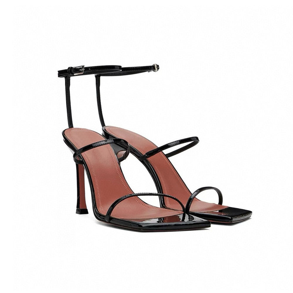 Top Quality Gladiator Sandals 10cm Women fashion Square toe Sandal sky-high heel for summer leather luxury designers shoes party heeled factory footwear 35-42